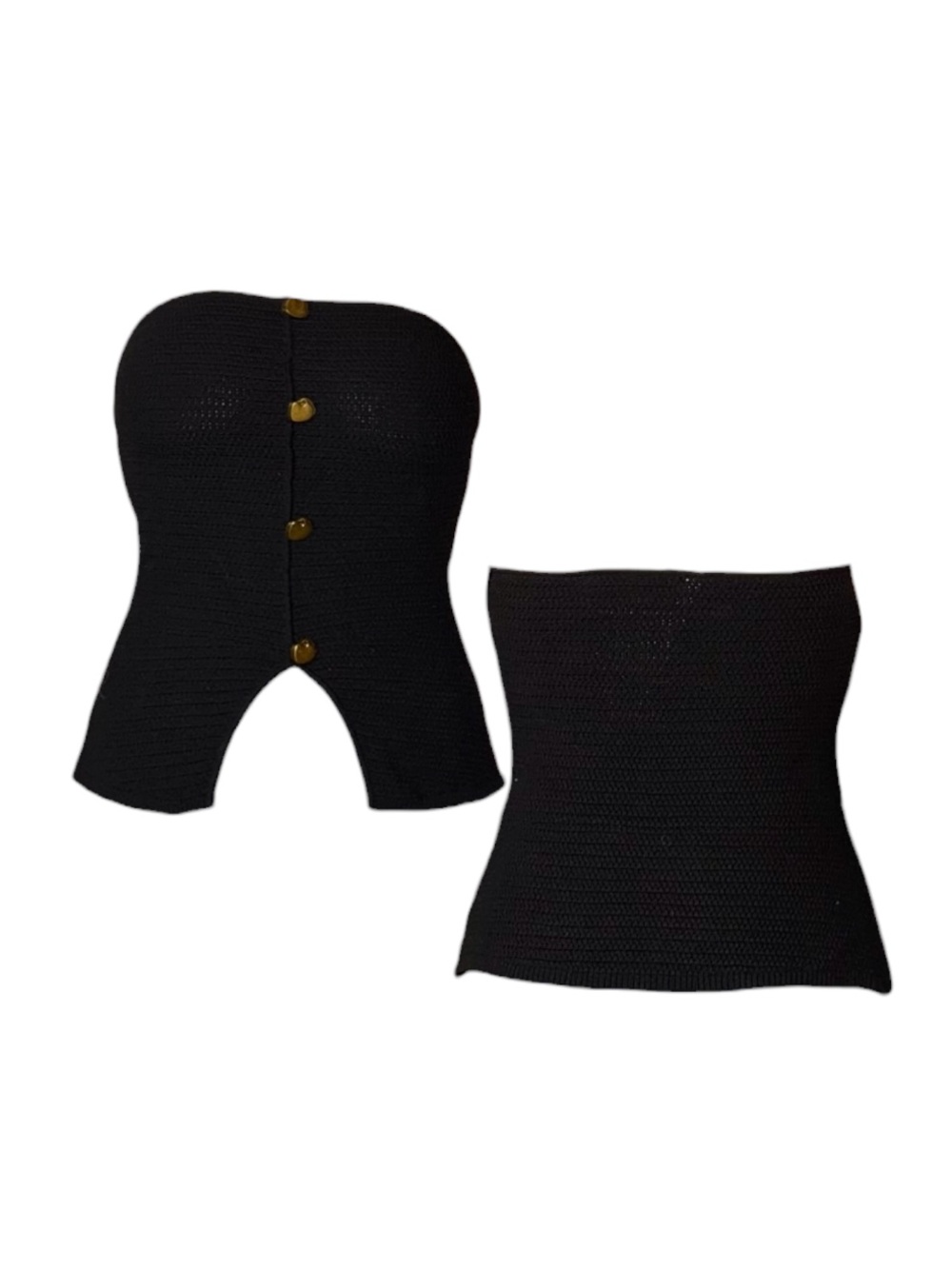 NWOT Strapless Black Knit Button Front Bustier Top
